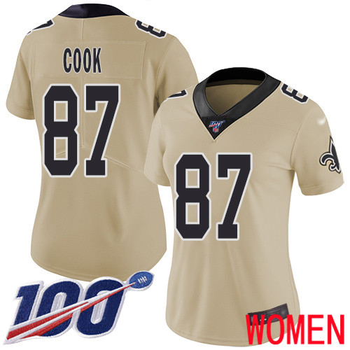New Orleans Saints Limited Gold Women Jared Cook Jersey NFL Football #87 100th Season Inverted Legend Jersey